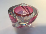 Crystal Pink Ashtray for Val Saint Lambert, Signed