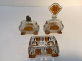 Vintage 1930s Art Deco Karl Palda Crystal Vanity Set of Three Pieces