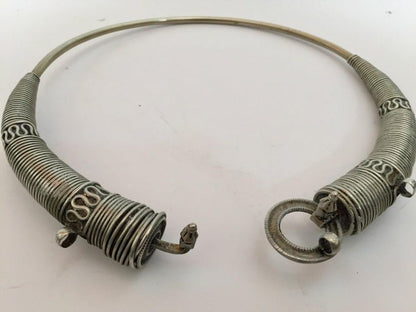 Traditional Silver Torque Necklace Chocker from Rajasthan India