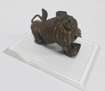 Vintage West African Cast-Brass Mythical Lion Folk Art Sculpture, circa 1960
