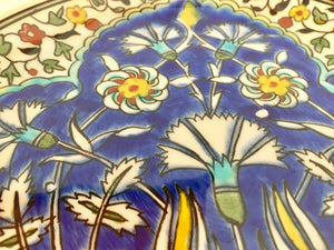 Turkish Ceramic Plate with Hand-painted Iznik Floral Design 1950s