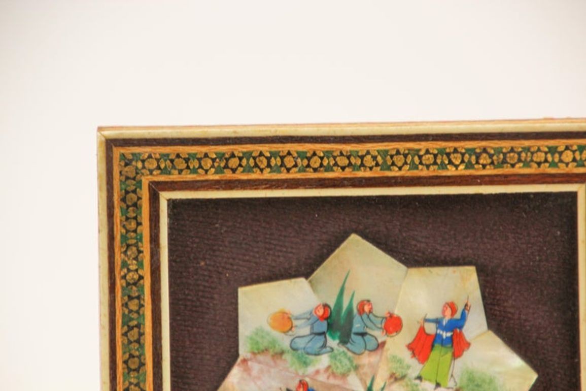 Framed Middle Eastern Miniature Painting on Shell