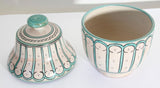 Moroccan Ceramic Glazed Covered Urn Handcrafted in Fez Morocco