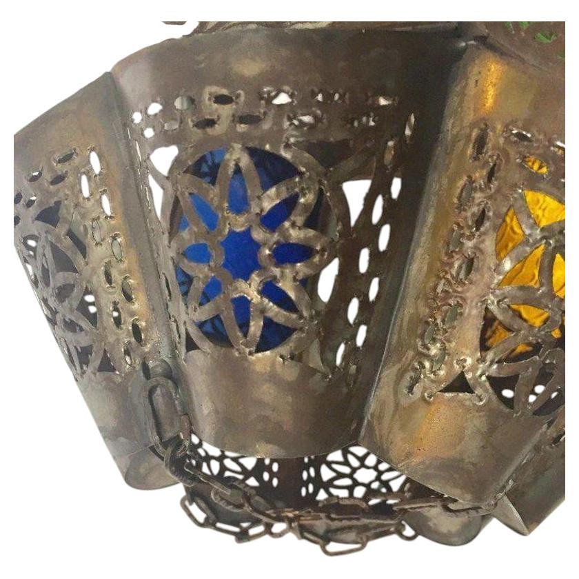 Moroccan Lantern Handcrafted Moorish Metal and Glass