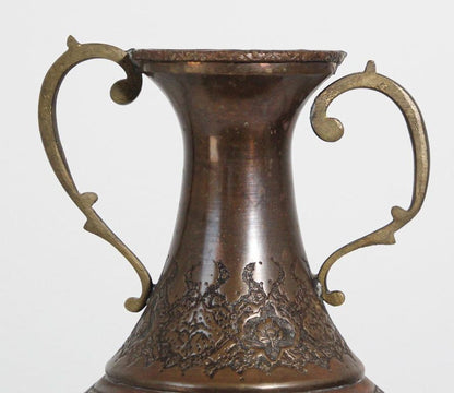Moorish Copper Footed Vase, Handmade Turkish Design, Mid-20th Century