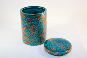 Moroccan Ceramic Blue and Copper Urn with Lid