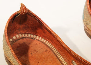 Antique Leather Mughal Shoes with Gold Embroidered