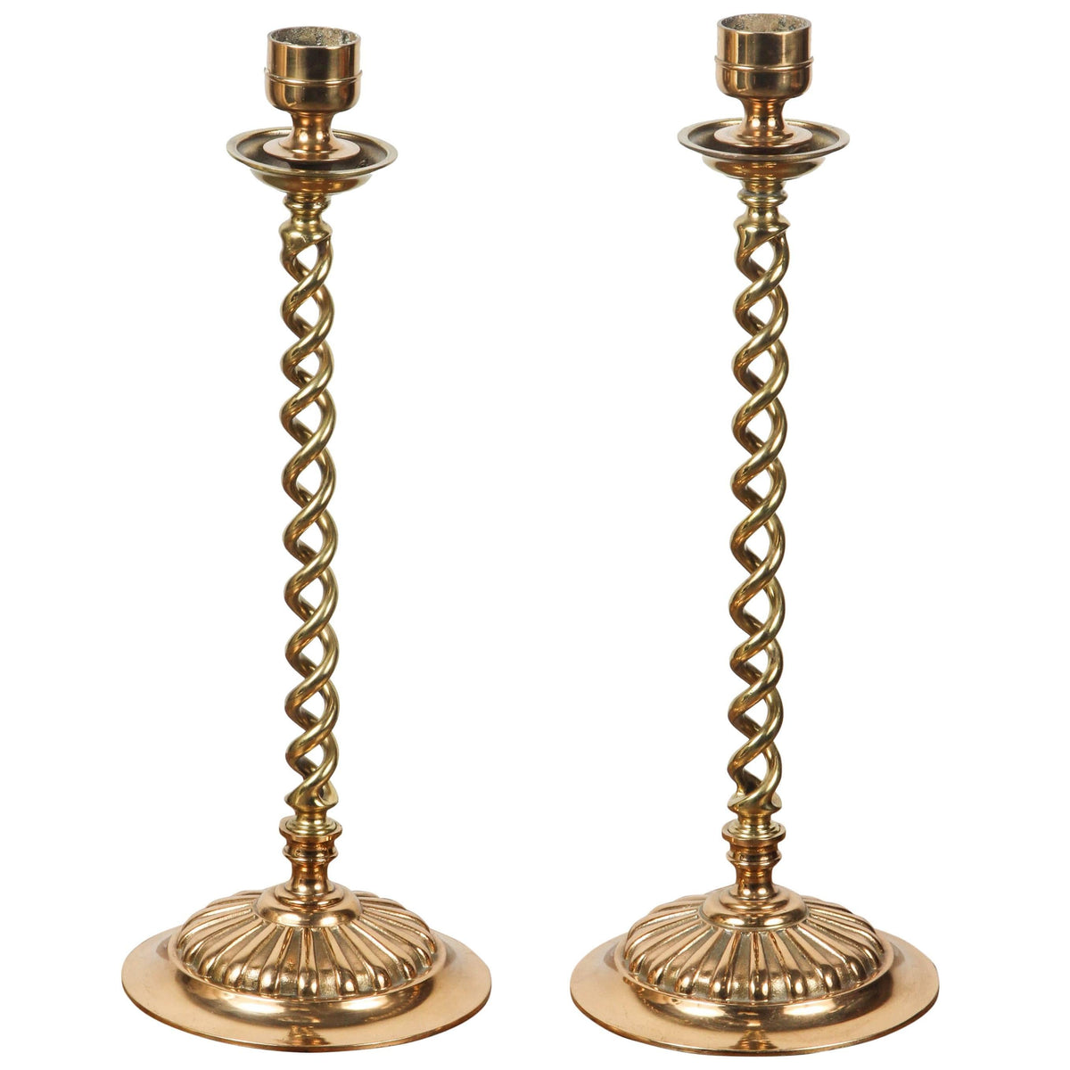 Victorian Brass Candlesticks, Barley Twist Design, Circa 1890 — additional view 2