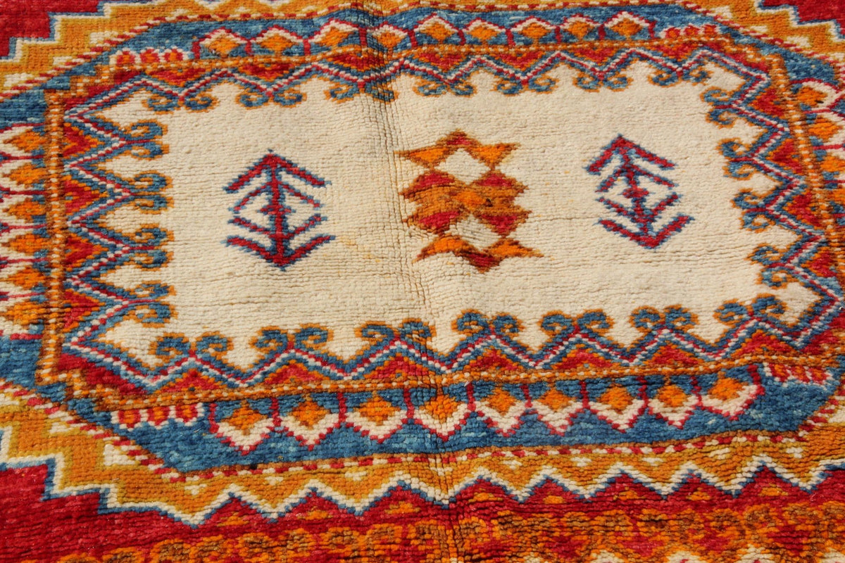 Vintage Moroccan Orange Berber Rug, Hand-Knotted Wool, 1960