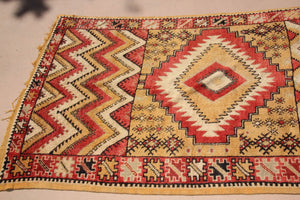 1960s Moroccan authentic Berber Rug Orange Yellow and Ivory 10 ft x 5ft.