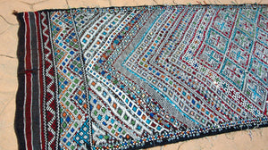 1950s Vintage Zemmour Moroccan Rug Berber Runner, 3ft x 16.4ft long