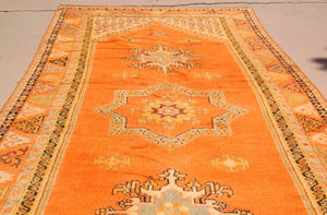 1960s Moroccan Berber Rug Burnt Orange 16ft Long