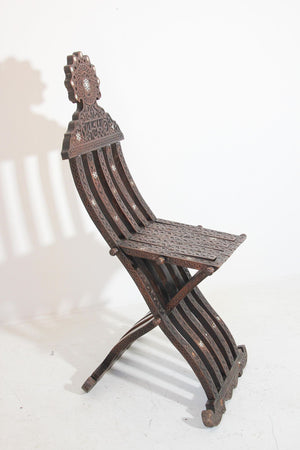 19th Century Moorish Egyptian Pearl Inlaid Folding Chair