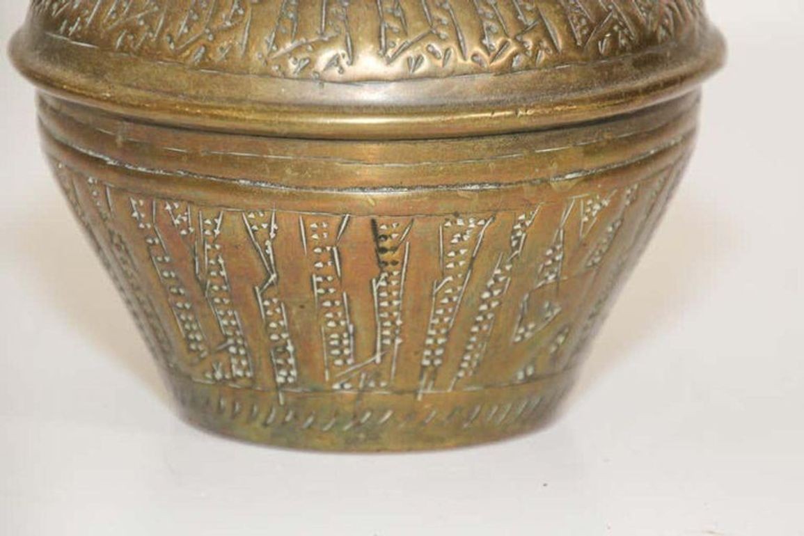 Moorish Hand-Etched Metal Brass Pot
