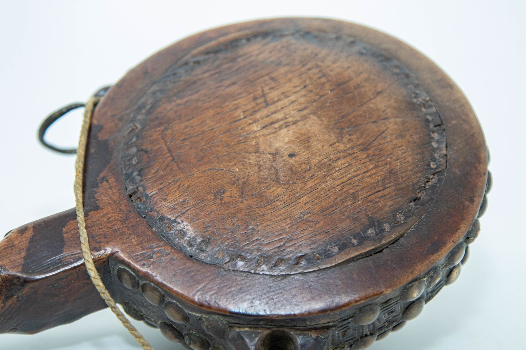 Antique African Moroccan Tribal Carved Wood Flask 19th C.