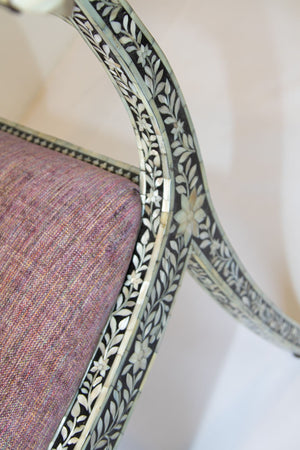 Anglo-Indian Mughal Mother of Pearl Inlaid Side Chair with Ram's Head 1 of 4
