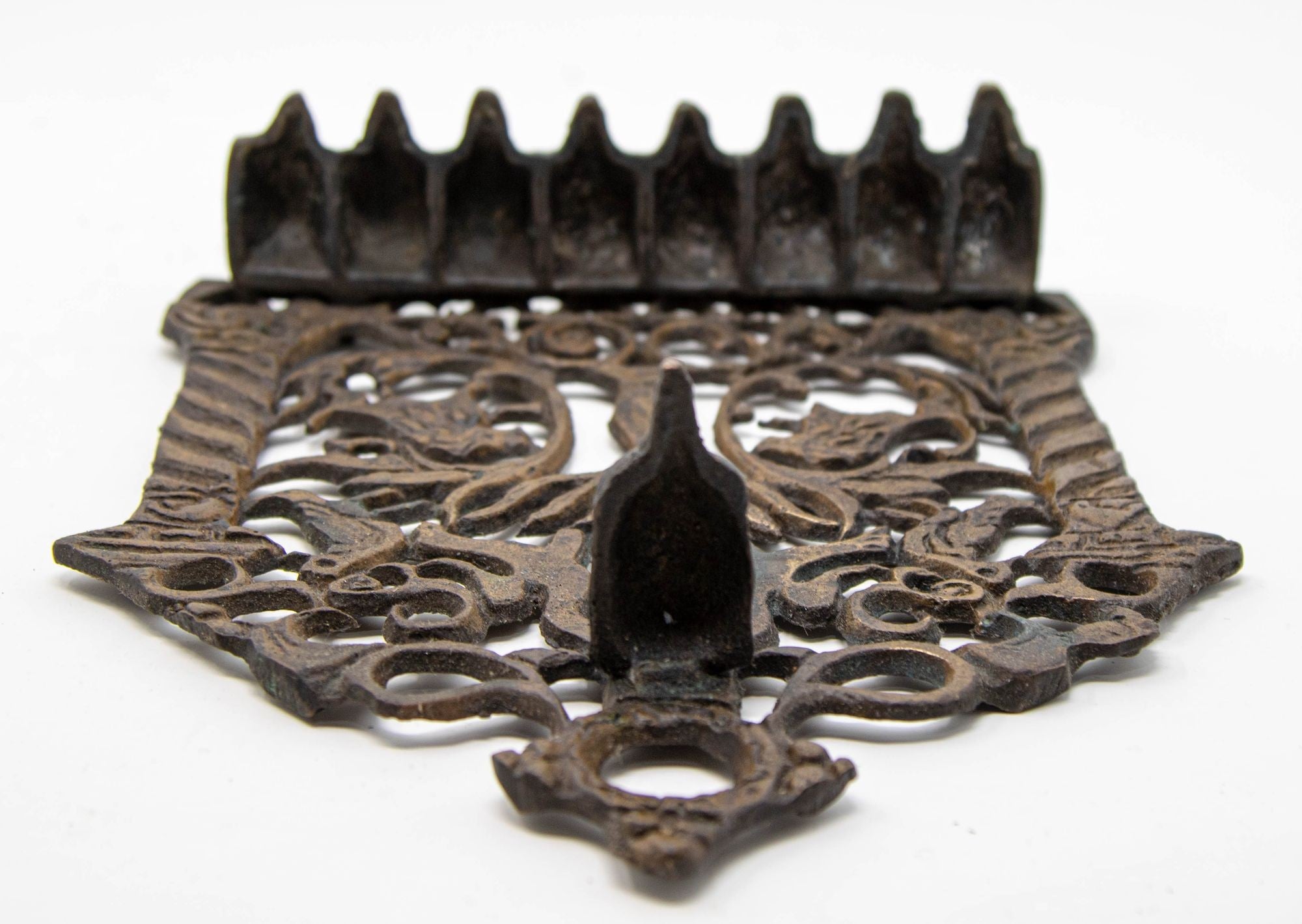 North-African Brass Hanukkah Lamp Menorah Oil Lamp Judaica Morocco 19th Century