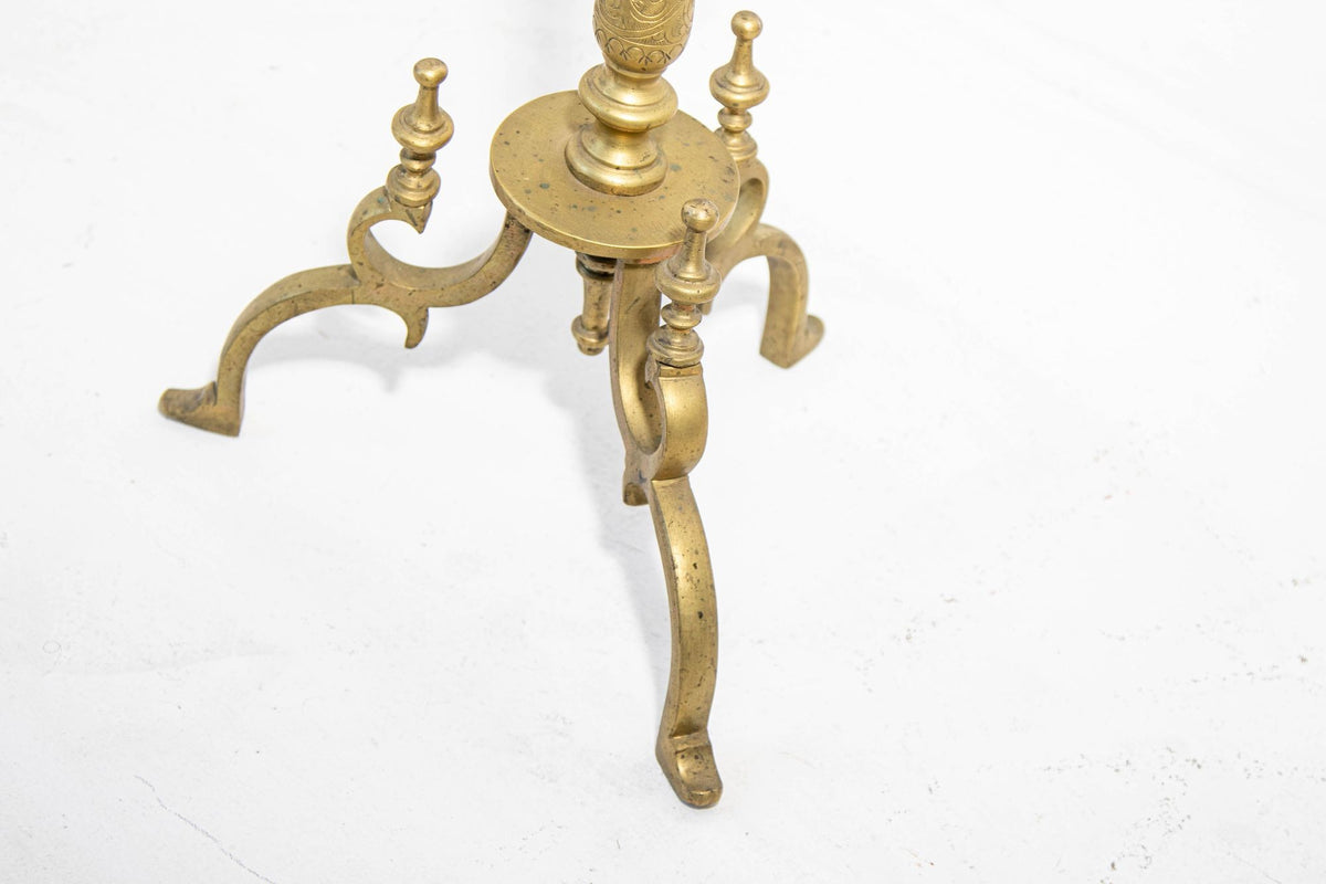 Monumental Moroccan Engraved Brass Tea Kettle on Stand