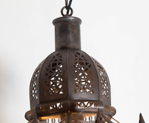 Moroccan Hanging Clear Glass Lantern in a Moorish Star Shape