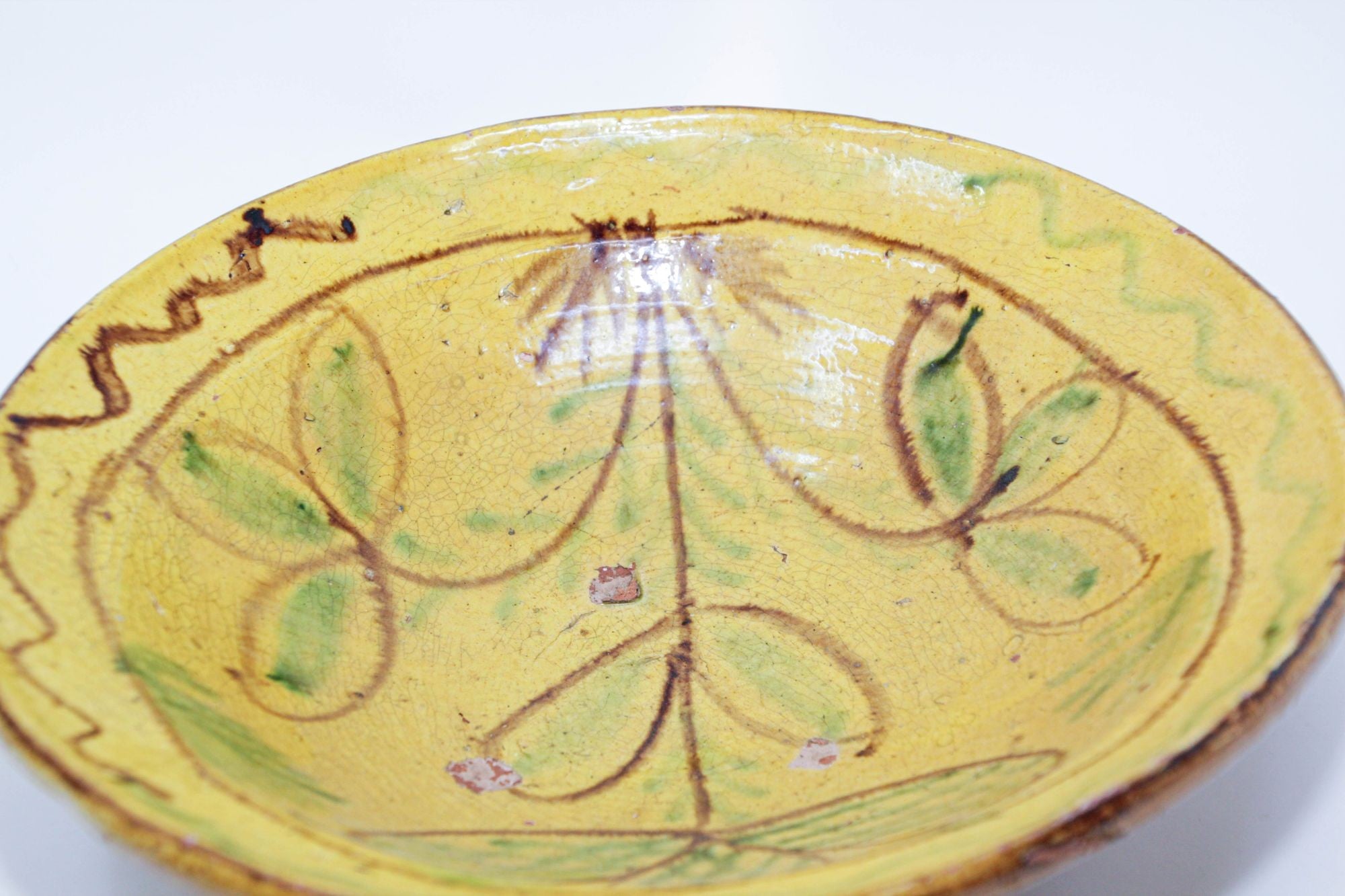Glazed Islamic Hispano-Moresque Earthenware Dish Yellow Bowl