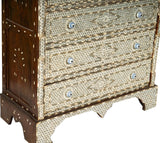 Antique Middle Eastern Mother-of-Pearl Inlaid Marble-Top Chest of Drawers