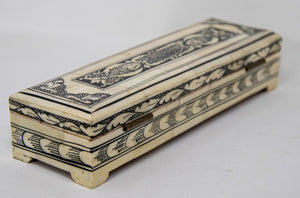 Moorish Islamic Mughal Raj Decorative Vizagapatam Carved Bone Jewelry Box India