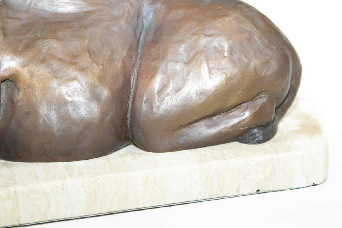 Bronze Resting Camel Sculpture on Marble Stand French School