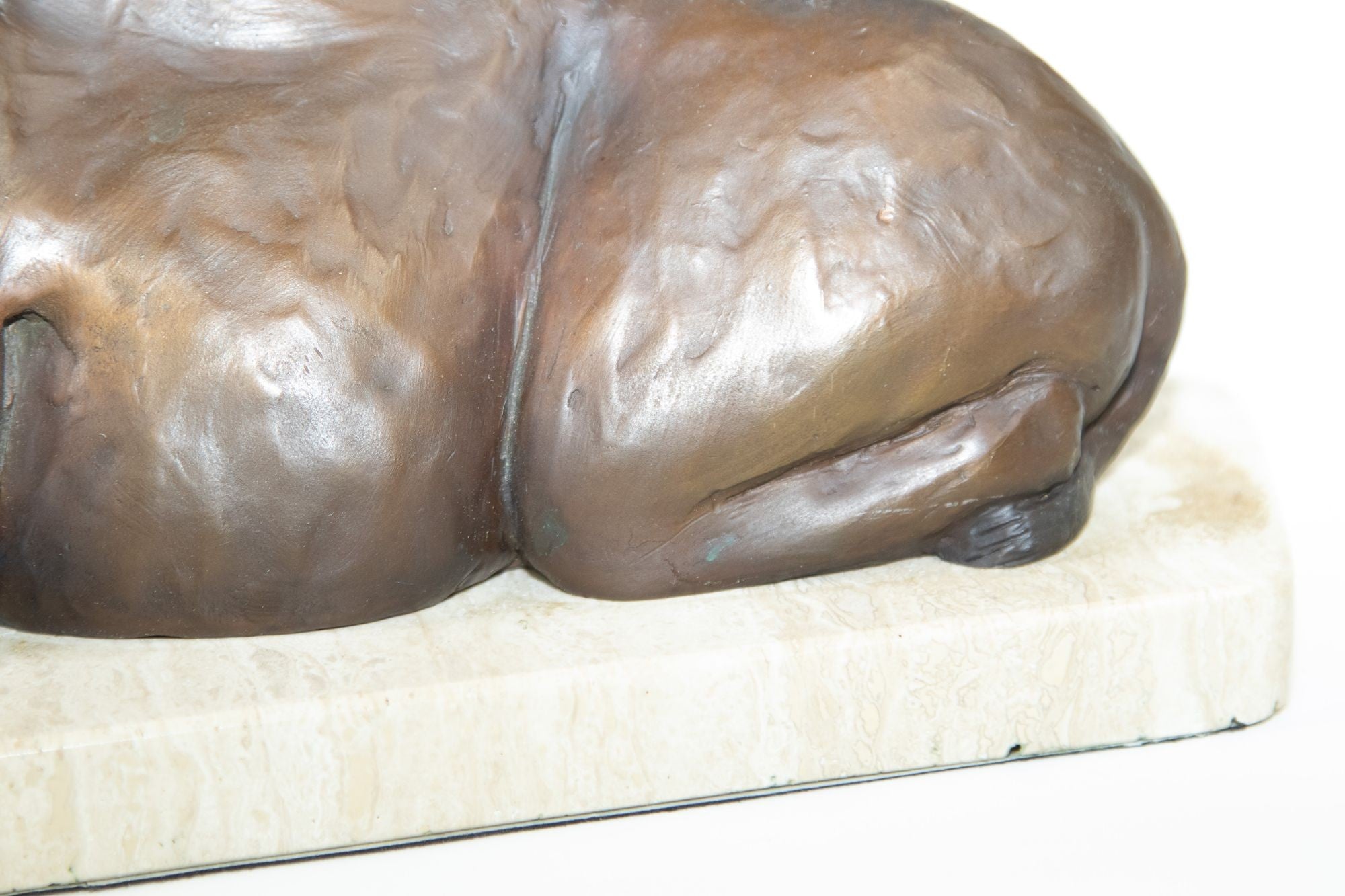 Bronze Resting Camel Sculpture on Marble Stand French School