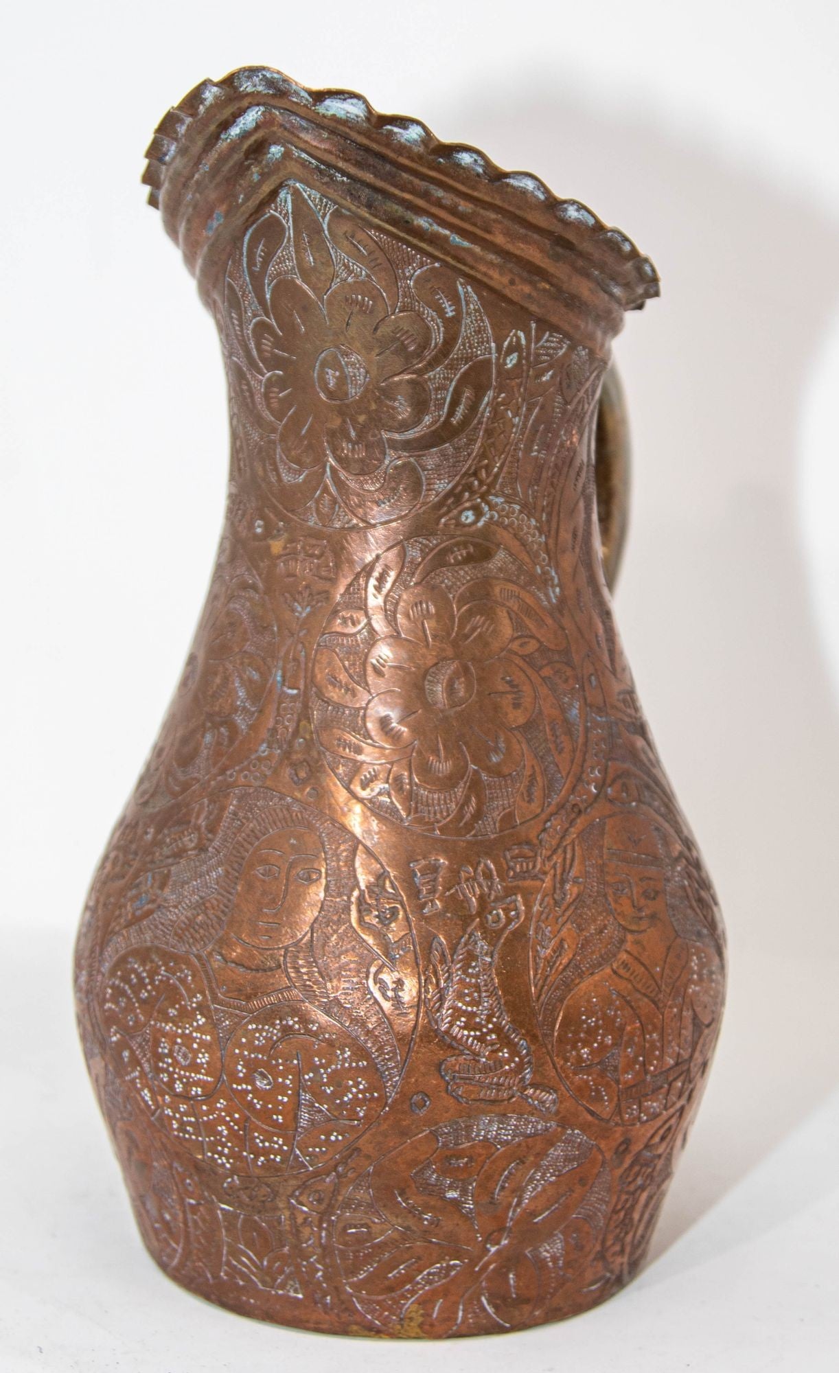 Islamic Persian Copper Pitcher Antique 19th Century Middle Eastern Ewer