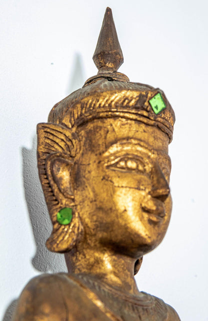 Asian Thai Angel Figures of Musicians Wood Sculptures — Thailand