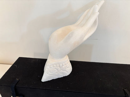 Vintage Alabaster Gyan Mudra Buddha Meditation Hand Sculpture in Box