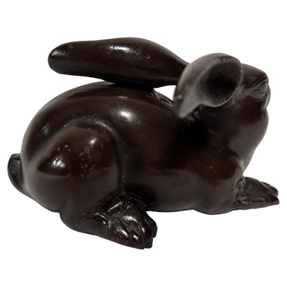 Mid-20th Century Japanese Hand Cast Bronze Rabbit Sculpture — Japan