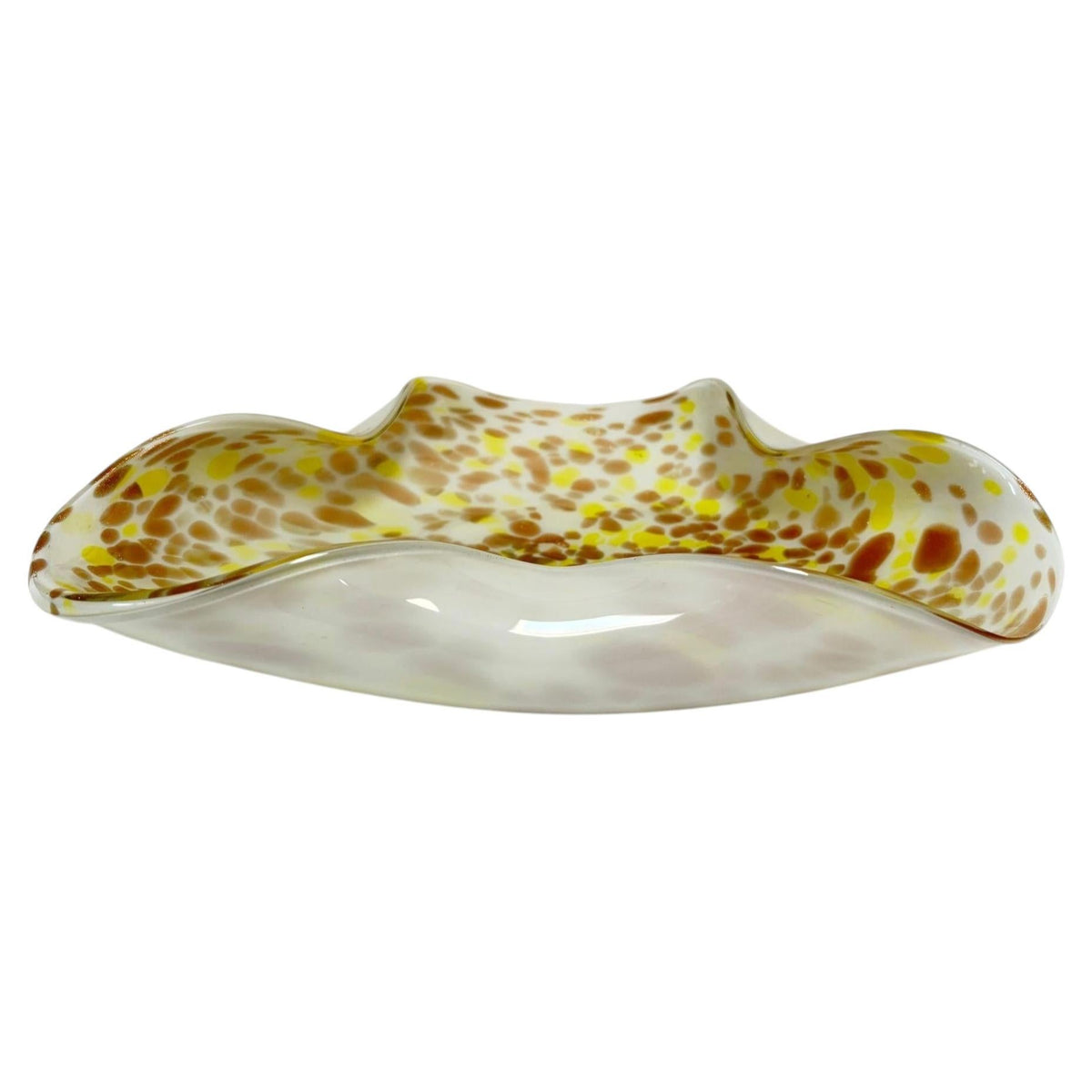 Large Murano Gold Aventurine Art Glass Bowl Flower Form Italy 1950s — additional view 8