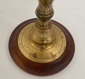 Vintage Brass Moroccan Pillar Candle Holder 1950s