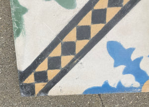 Moroccan Hand-Painted Cement Tile with Traditional Fez Design