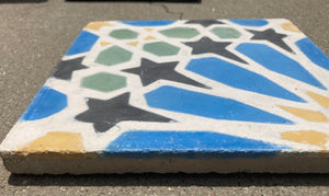 Moroccan Encaustic Cement Tile with Moorish Fez Design