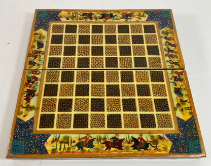 Vintage Persian Micro Mosaic Chess Box, Handcrafted Fruitwood, 1950s