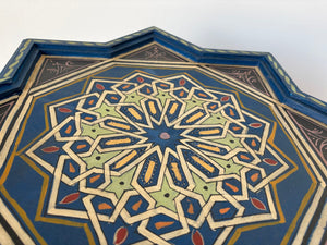 Moroccan Moorish Star Shape Blue Side Table 1960s