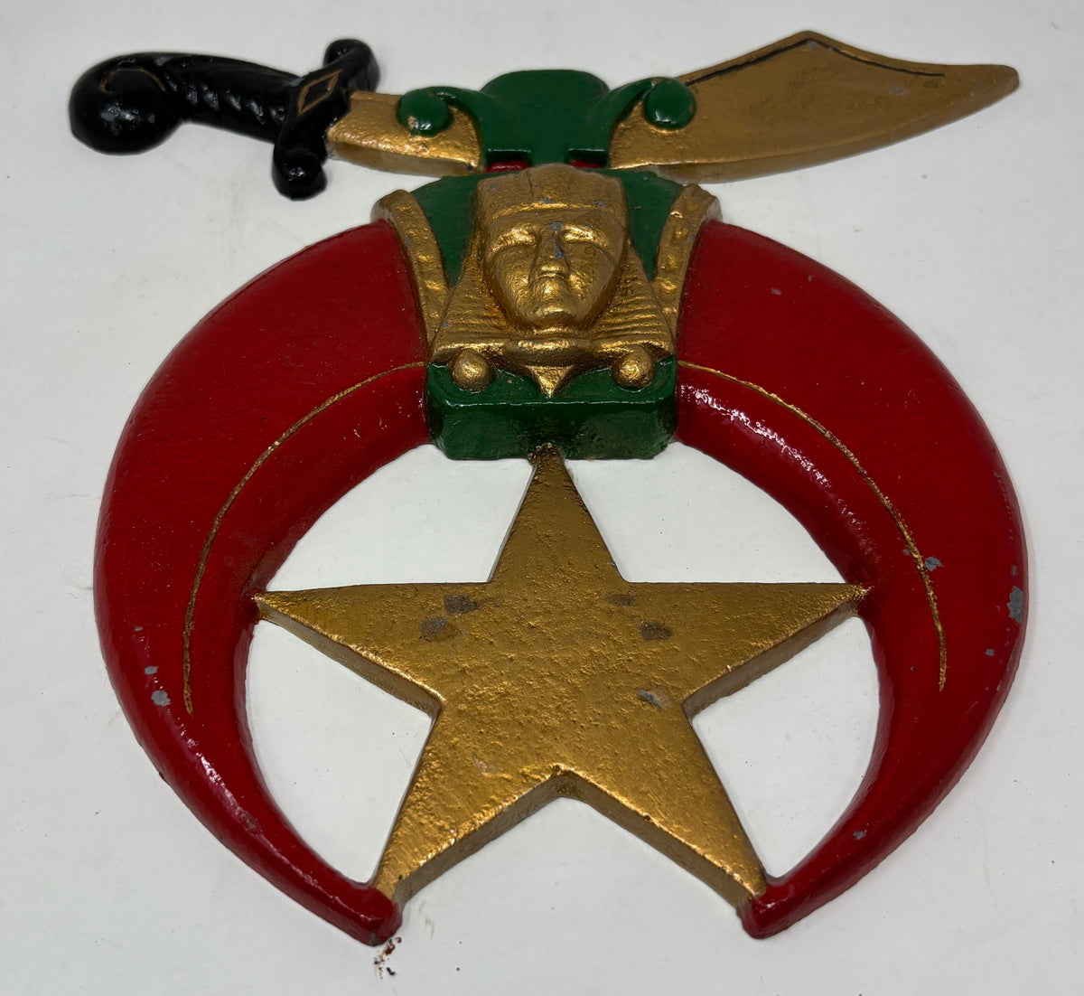 Large Crescent and Scimitar Masonic Shriners Cast Emblem Wall Plaque Freemasonry