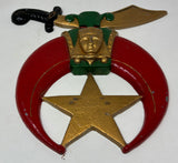 Large Crescent and Scimitar Masonic Shriners Cast Emblem Wall Plaque Freemasonry