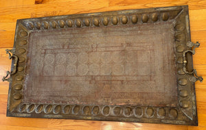 Antique Islamic Mughal Copper Metal Tray Oversized