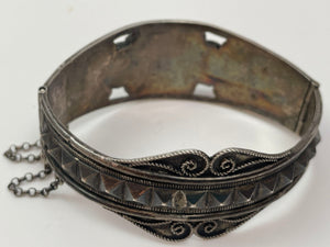 Antique Moorish North African Silver Cuff Bracelet