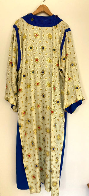 Vintage Moroccan Caftan in Royal Blue And Gold