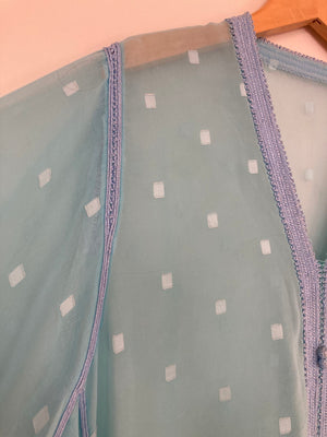 Vintage Moroccan Kaftan in Turquoise Cheer Fabric