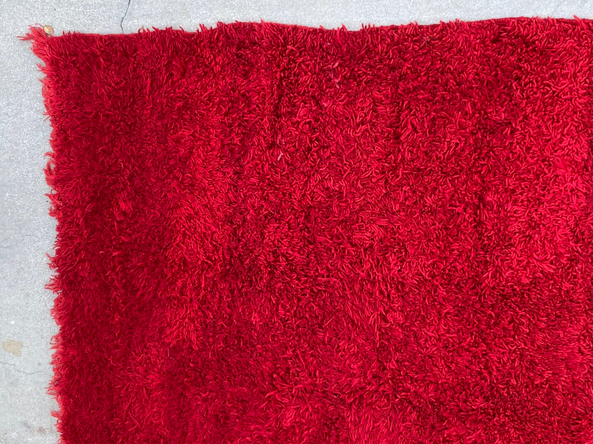 Vintage Moroccan Berber "Bed of Roses" Red Wool Rug, Handwoven, 1960s