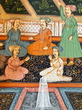 Mughal Court Scene on Silk After a 19th Century Indo-Persian Palace Painting