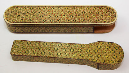 Antique Khatam Wooden Pen Box, Handcrafted Islamic Design, 1930s