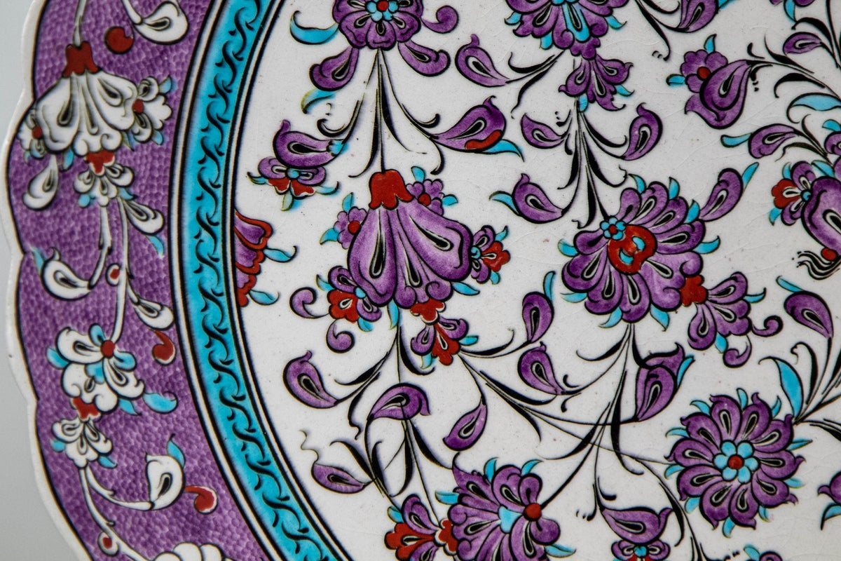 Turkish Kütahya Pottery Hand Painted Wall Hanging Plate with Iznik Pattern 1950s — additional view 5