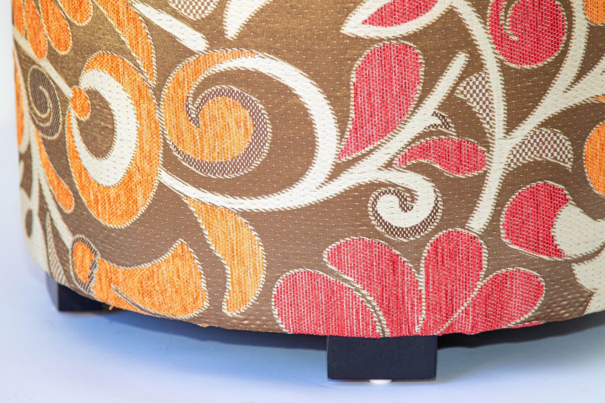 Moroccan Pouf Upholstered Stool in Bold Colorful Floral Fabric