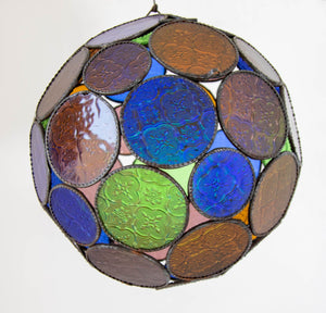 Vintage Large Moroccan Moorish Multi-Color Glass Orb Lantern